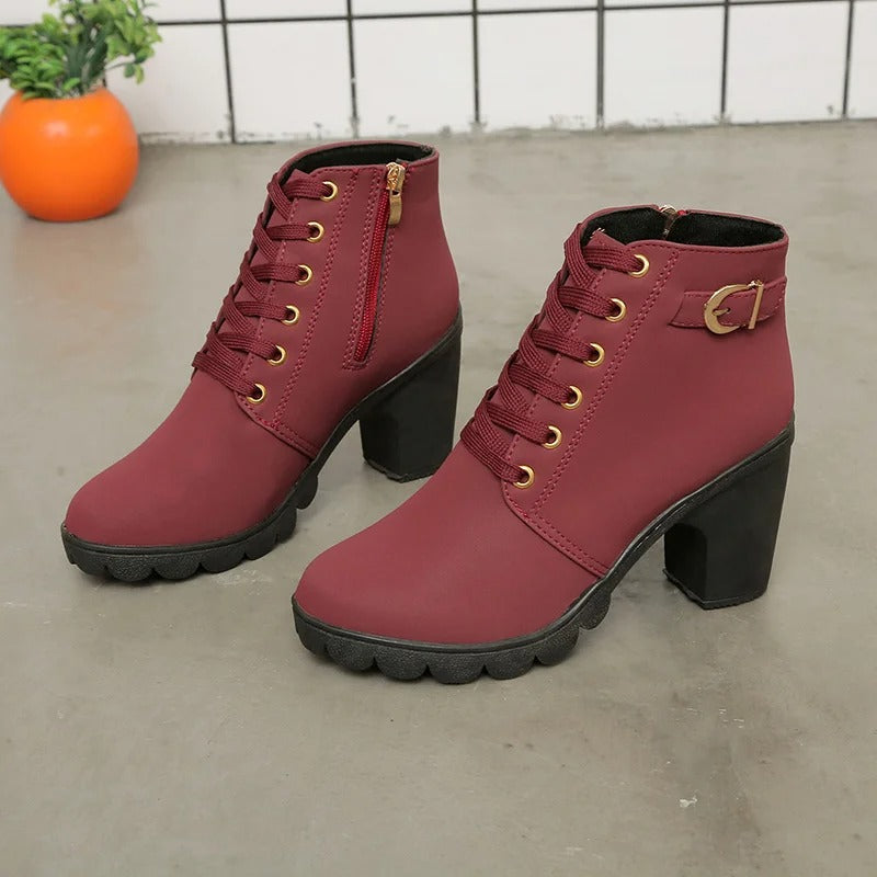 Women's Lace-Up Heeled Boots