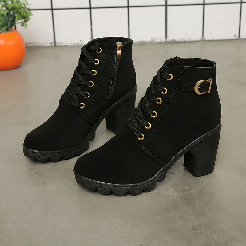 Women's Lace-Up Heeled Boots