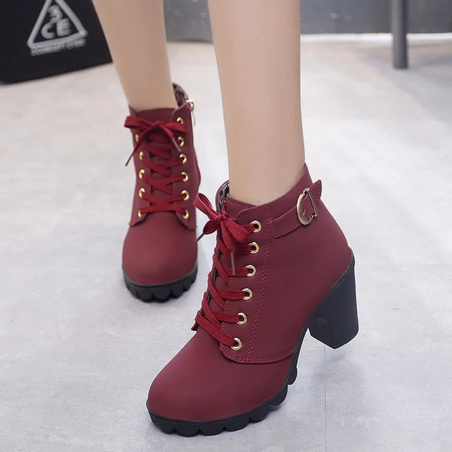 Women's Lace-Up Heeled Boots