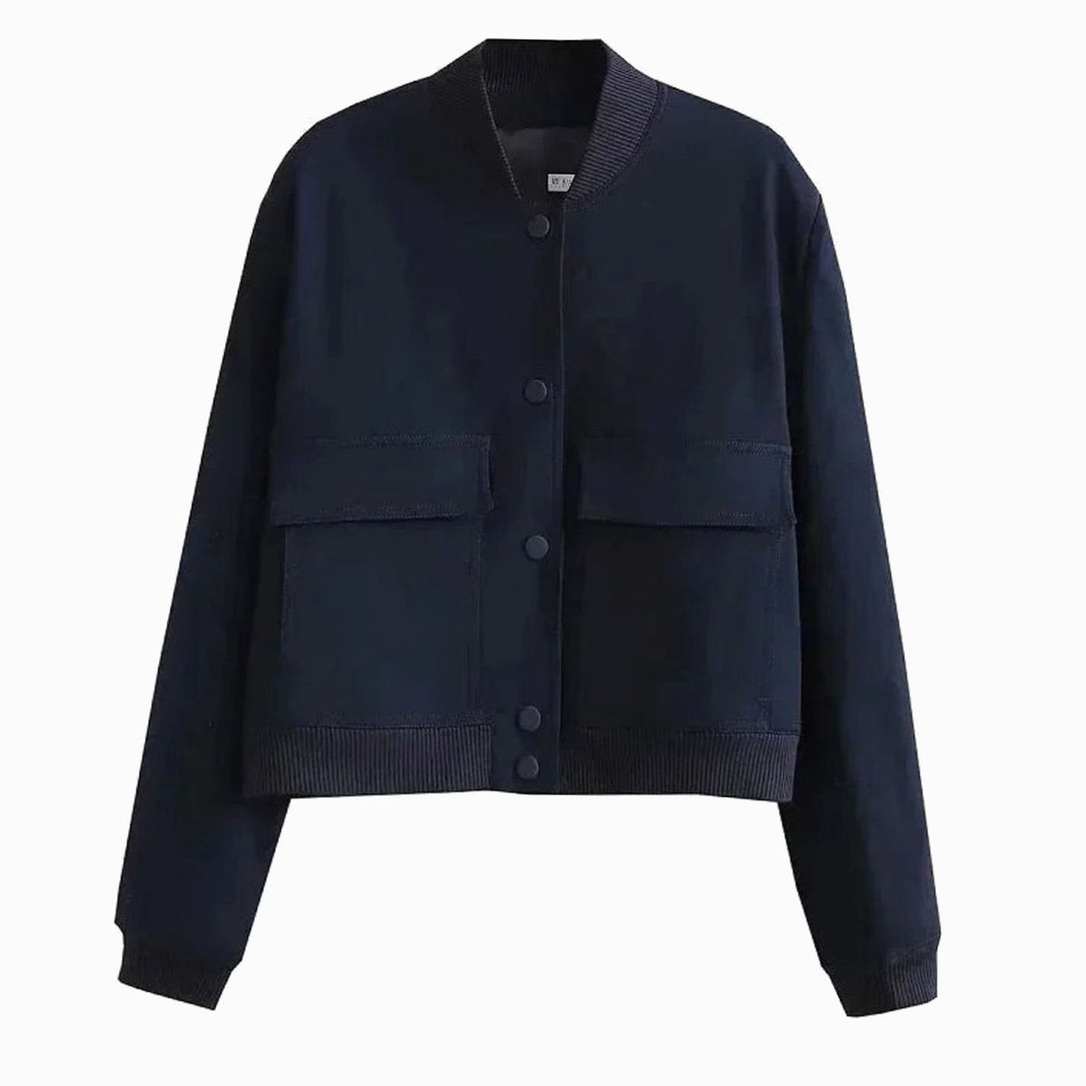 Women's Lightweight Faux Leather Snap-Front Bomber Jacket with Pockets