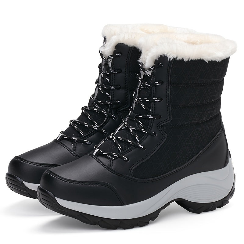 Women's Lined Winter Boots - Waterproof and Non-Slip