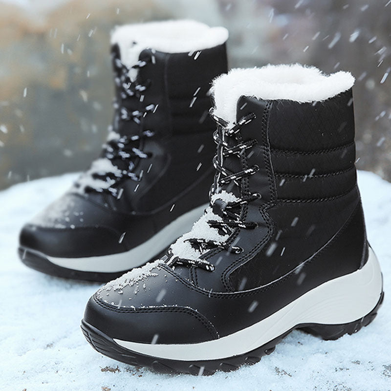 Women's Lined Winter Boots - Waterproof and Non-Slip