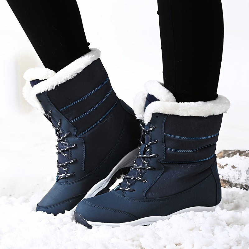 Women's Lined Winter Boots - Waterproof and Non-Slip