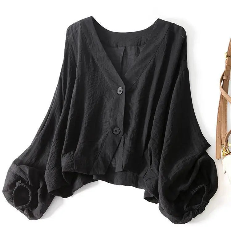 Women's Linen Cropped Blouse
