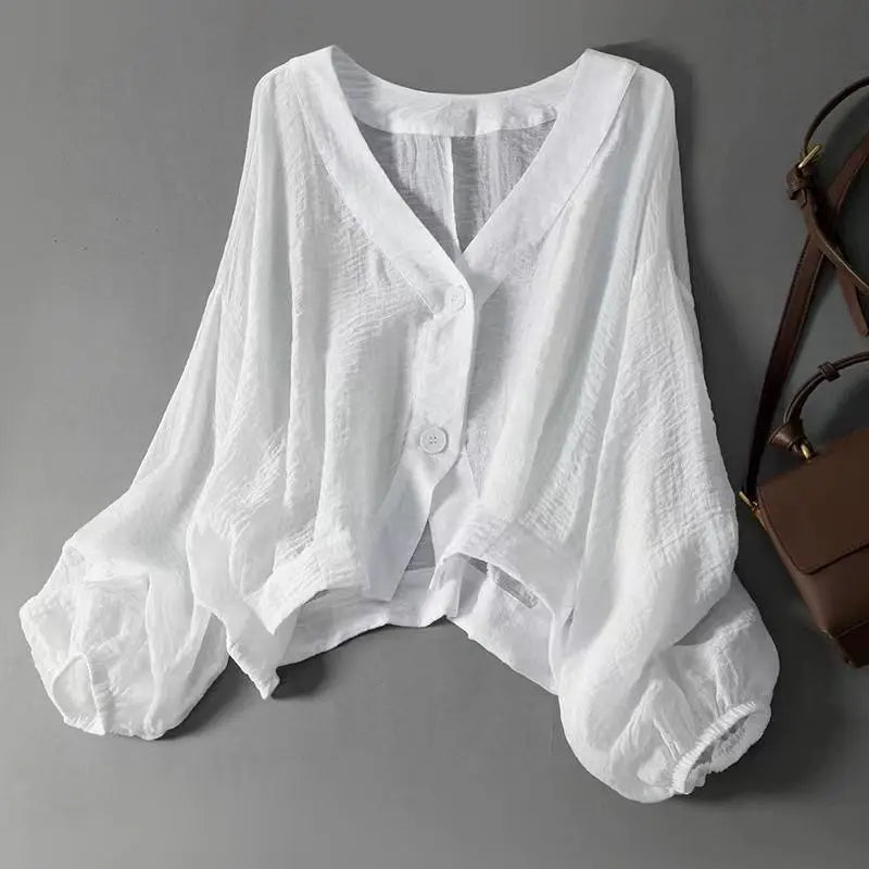 Women's Linen Cropped Blouse