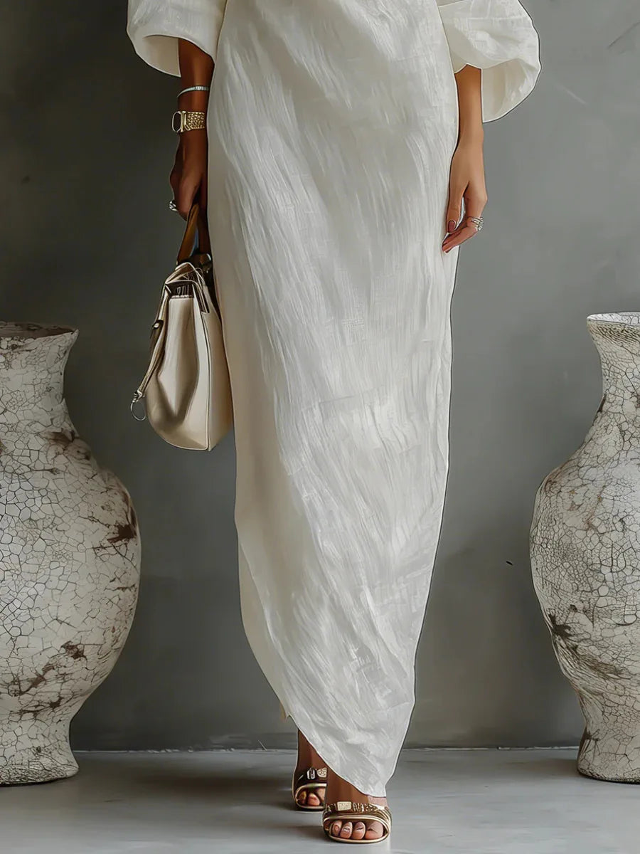 Women's Linen Off-Shoulder Maxi Dress