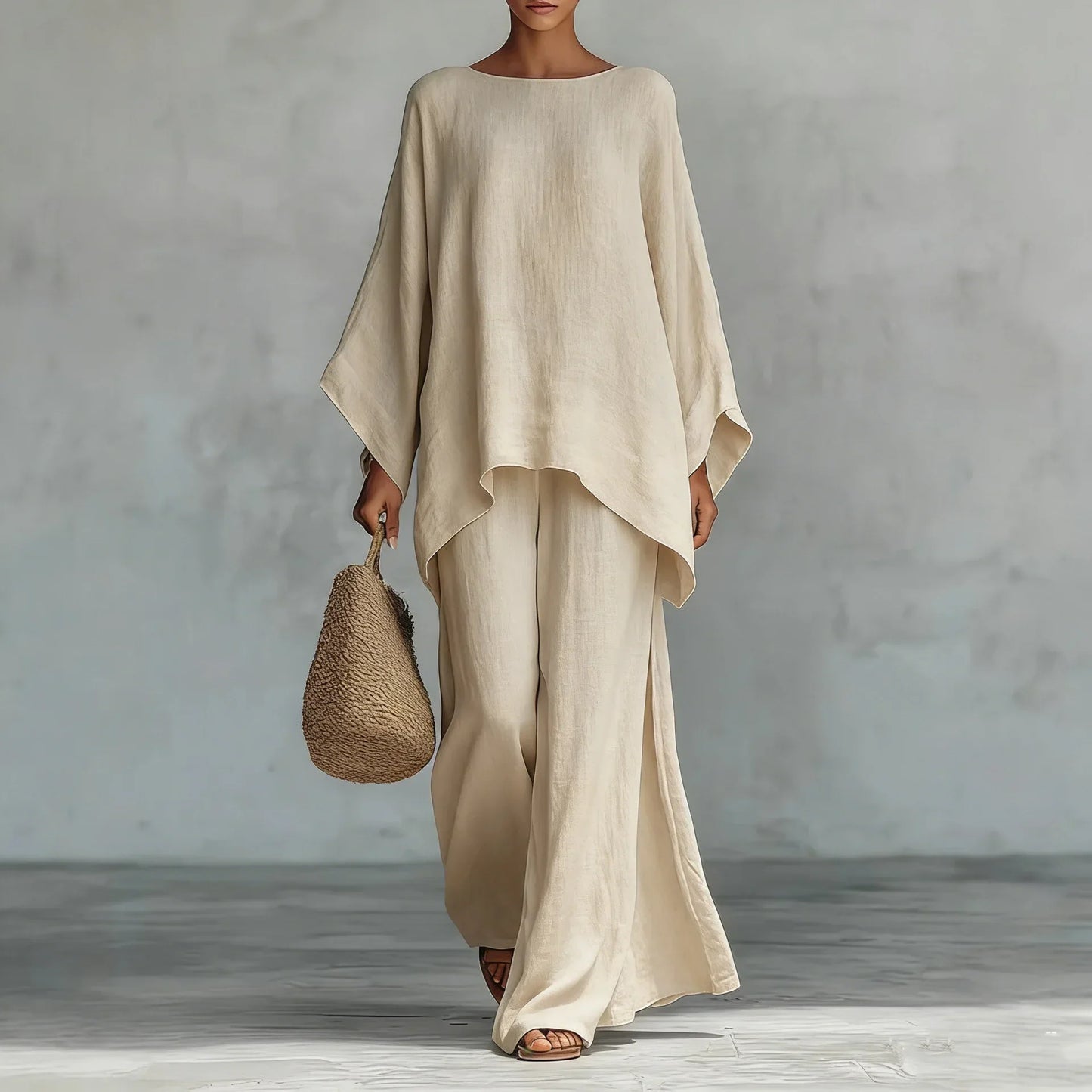Women's Linen Wide-Leg Lounge Set