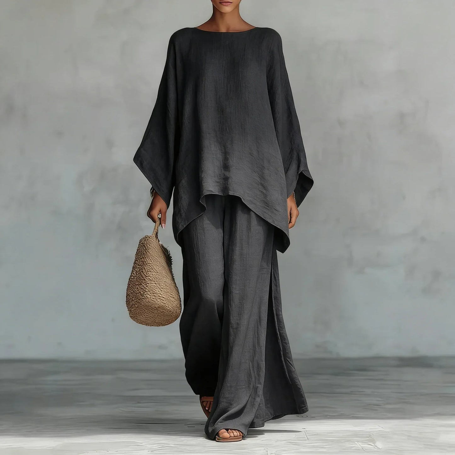 Women's Linen Wide-Leg Lounge Set