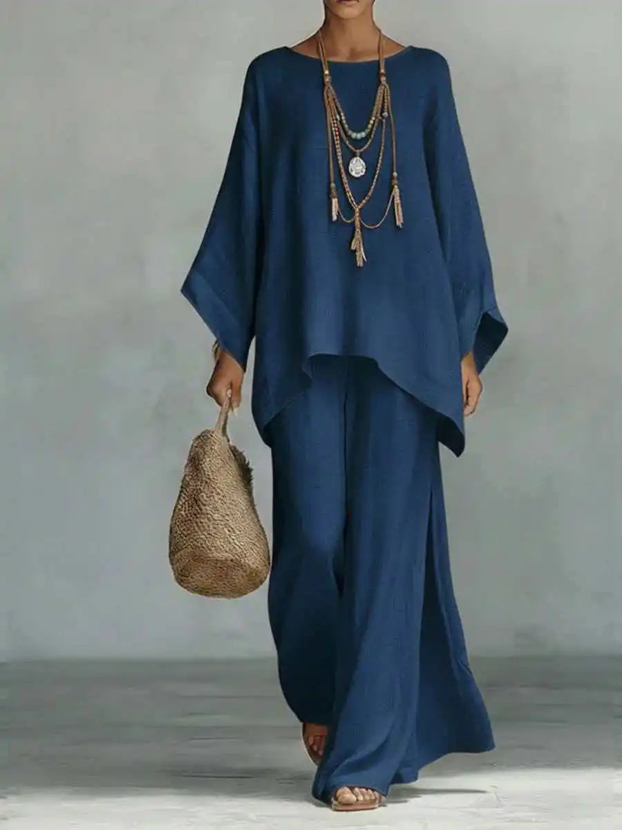 Women's Linen Wide-Leg Lounge Set