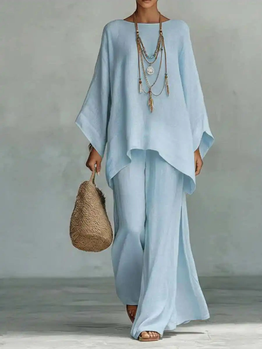 Women's Linen Wide-Leg Lounge Set