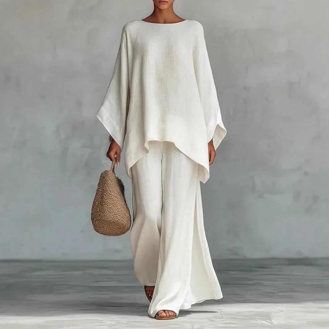 Women's Linen Wide-Leg Lounge Set