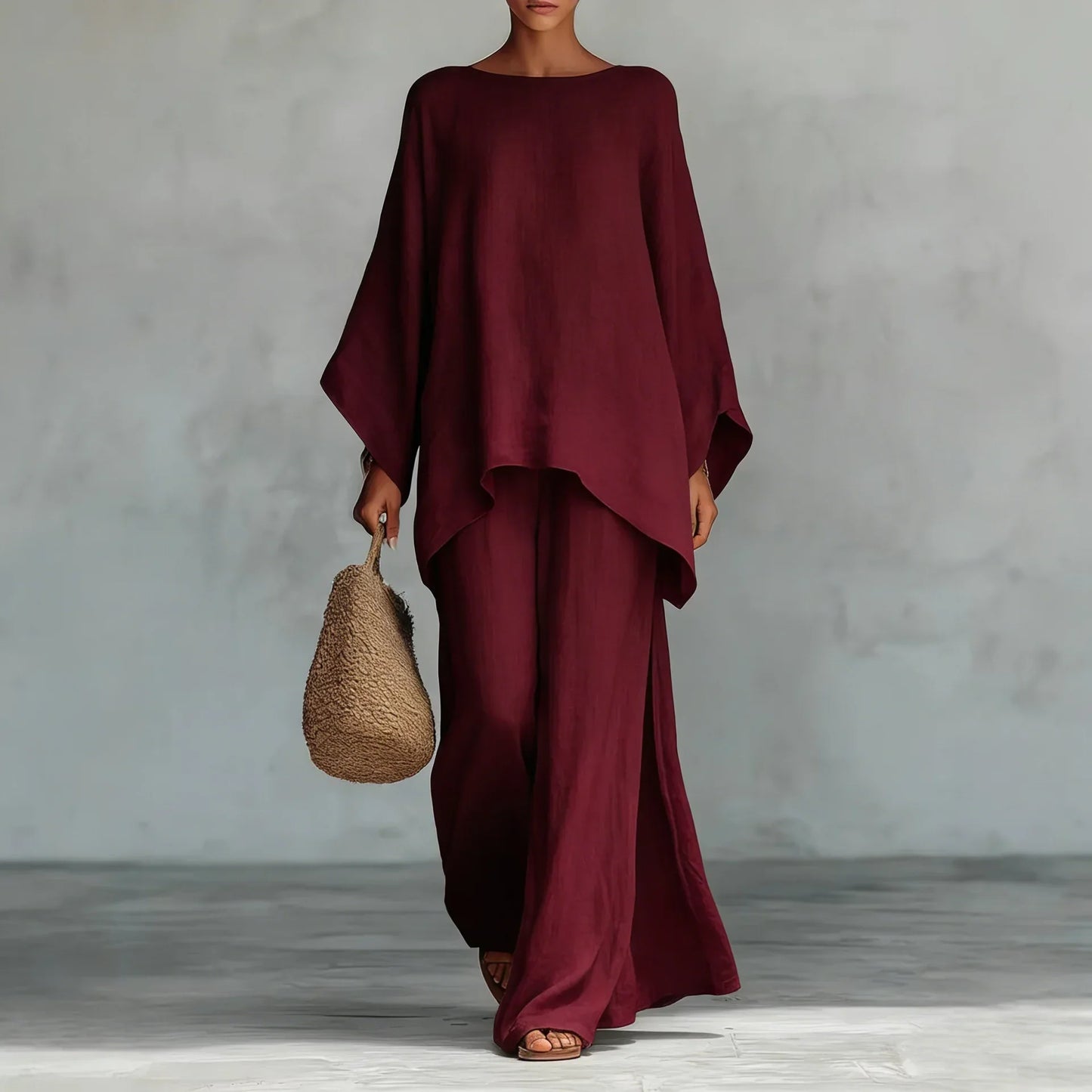 Women's Linen Wide-Leg Lounge Set