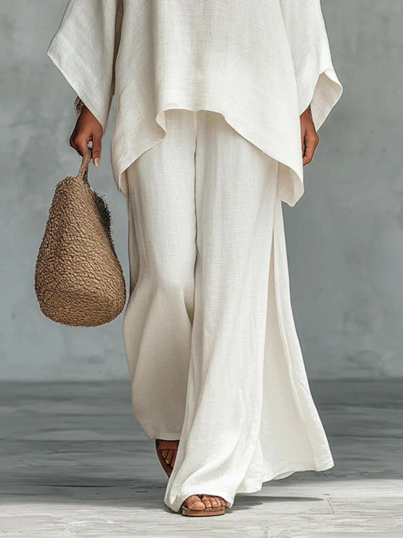 Women's Linen Wide-Leg Lounge Set