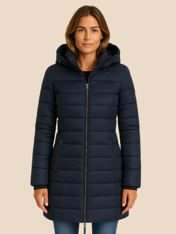 Women's Long Padded Coat | Fitted Hooded Water-Repellent Winter Jacket