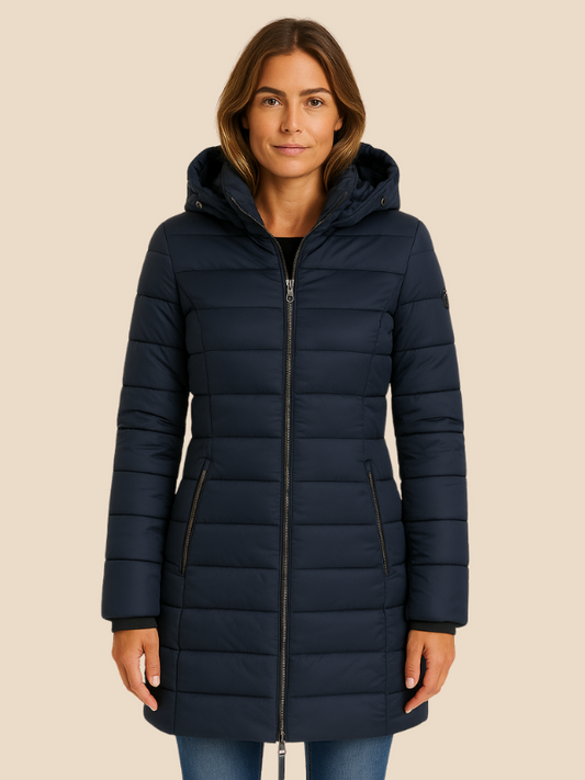 Women's Long Padded Coat | Fitted Hooded Water-Repellent Winter Jacket