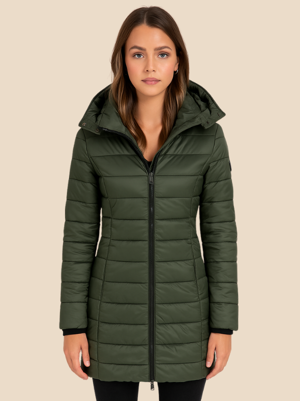 Women's Long Padded Coat | Fitted Hooded Water-Repellent Winter Jacket