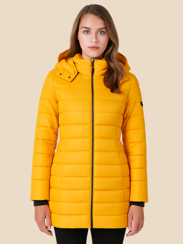 Women's Long Padded Coat | Fitted Hooded Water-Repellent Winter Jacket