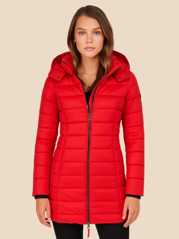 Women's Long Padded Coat | Fitted Hooded Water-Repellent Winter Jacket