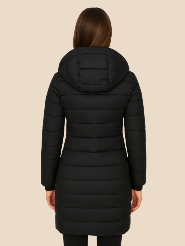 Women's Long Padded Coat | Fitted Hooded Water-Repellent Winter Jacket