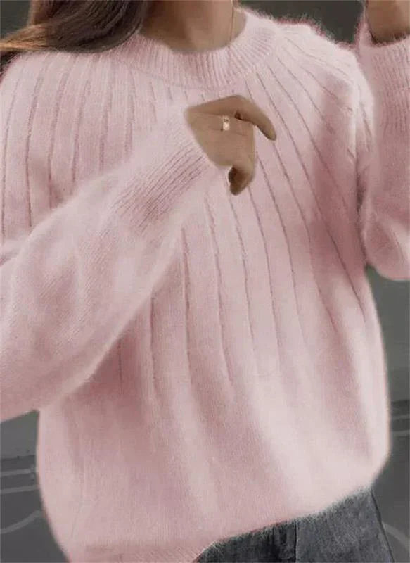 Women's Long-Sleeve Textured Wool Knit Sweater