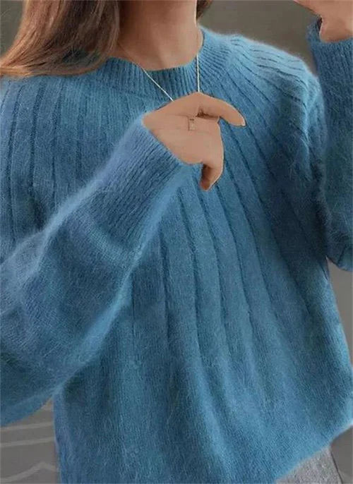 Women's Long-Sleeve Textured Wool Knit Sweater