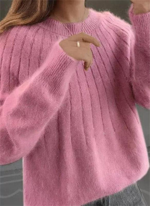 Women's Long-Sleeve Textured Wool Knit Sweater