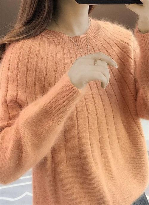 Women's Long-Sleeve Textured Wool Knit Sweater