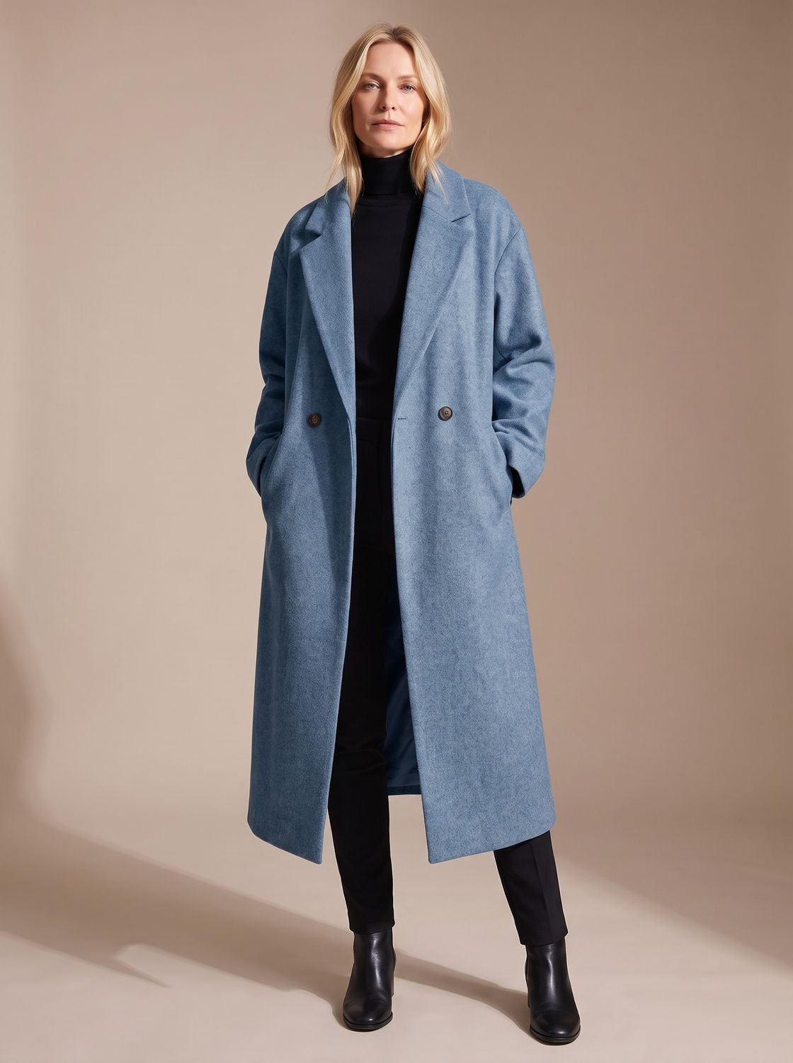 Women's Long Tailored Double-Breasted Winter Overcoat