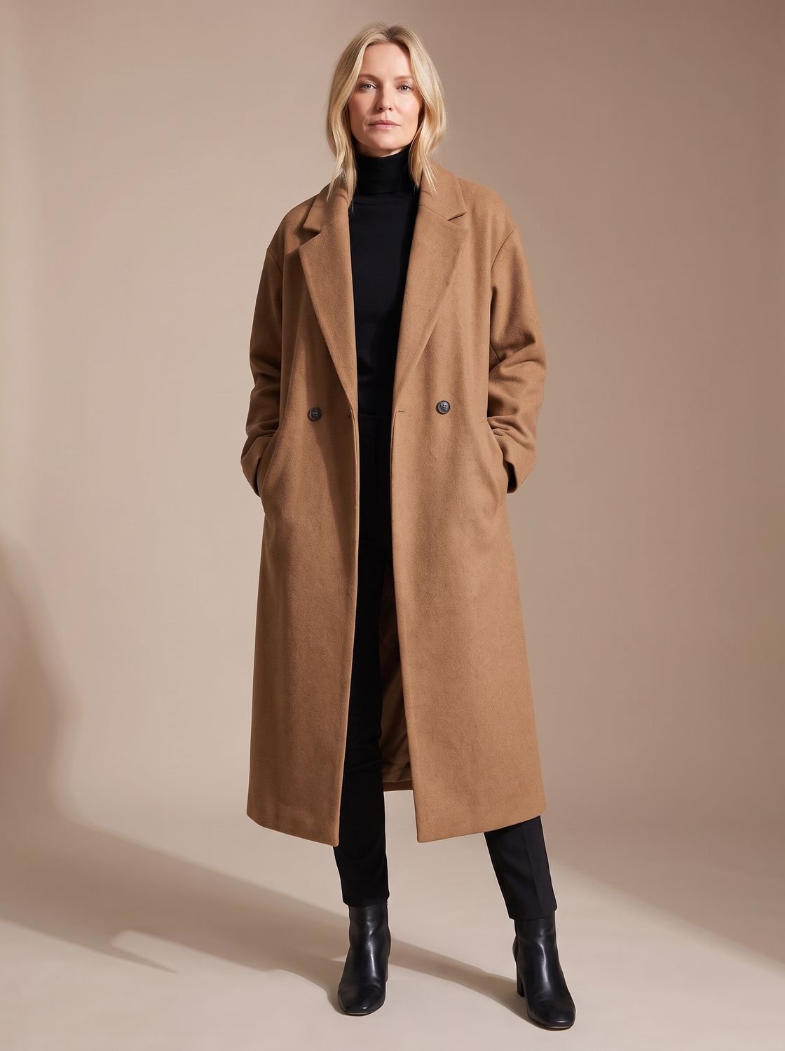 Women's Long Tailored Double-Breasted Winter Overcoat