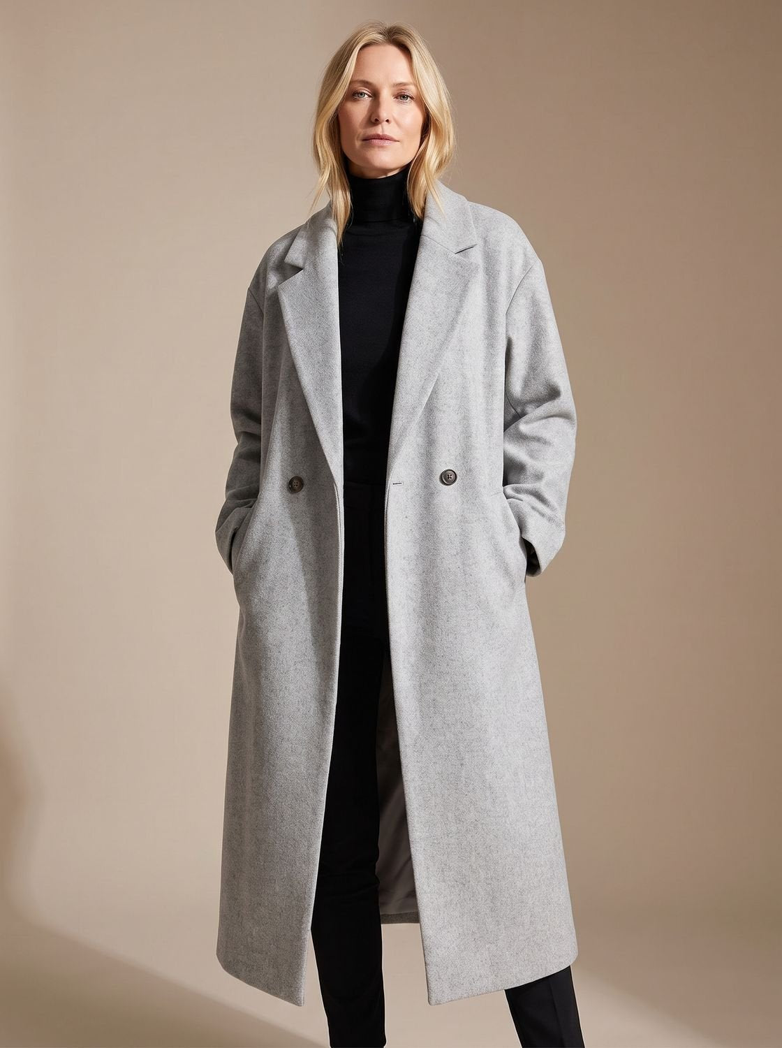 Women's Long Tailored Double-Breasted Winter Overcoat