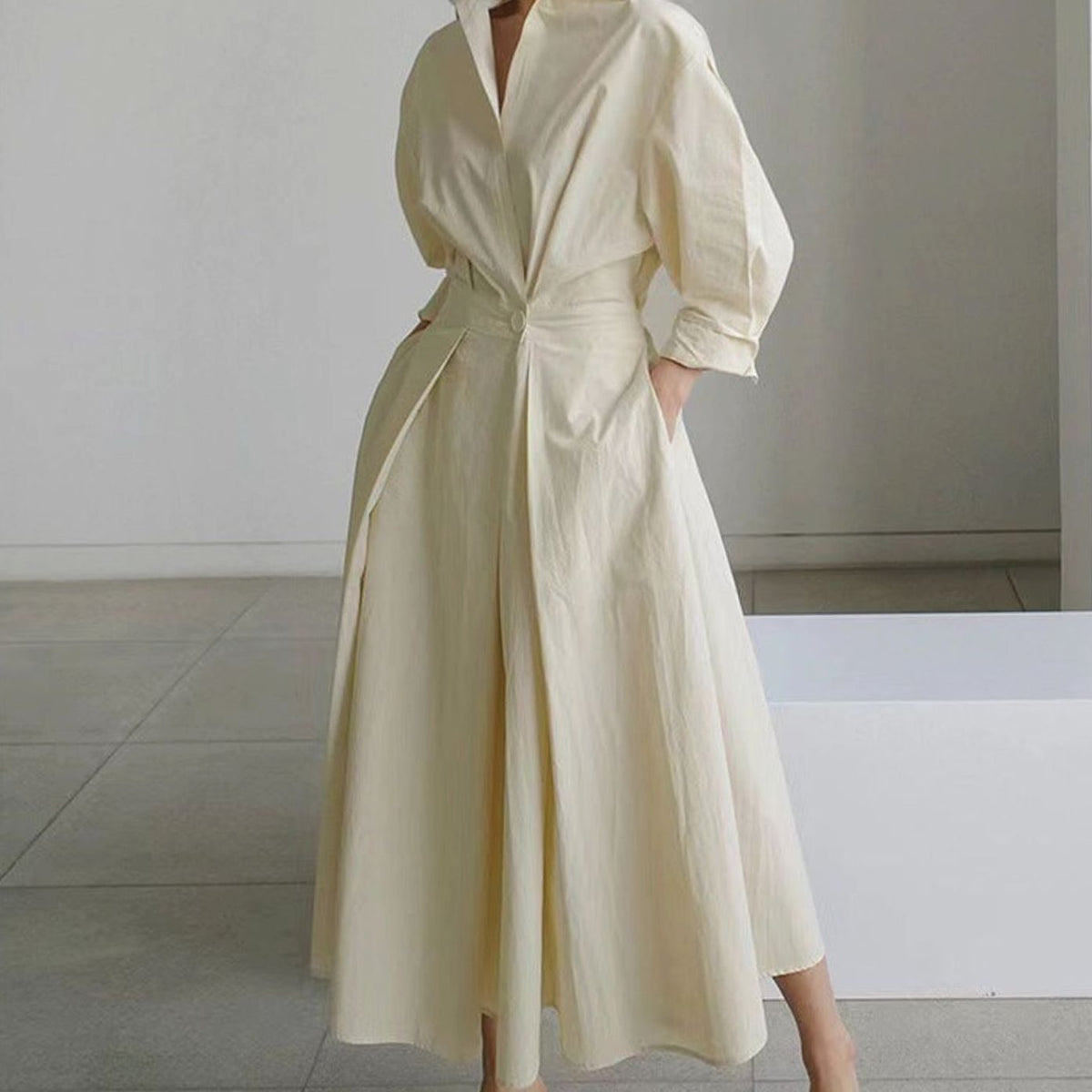 Women's Newspaper Print Collared Wrap-Front Maxi Shirt Dress