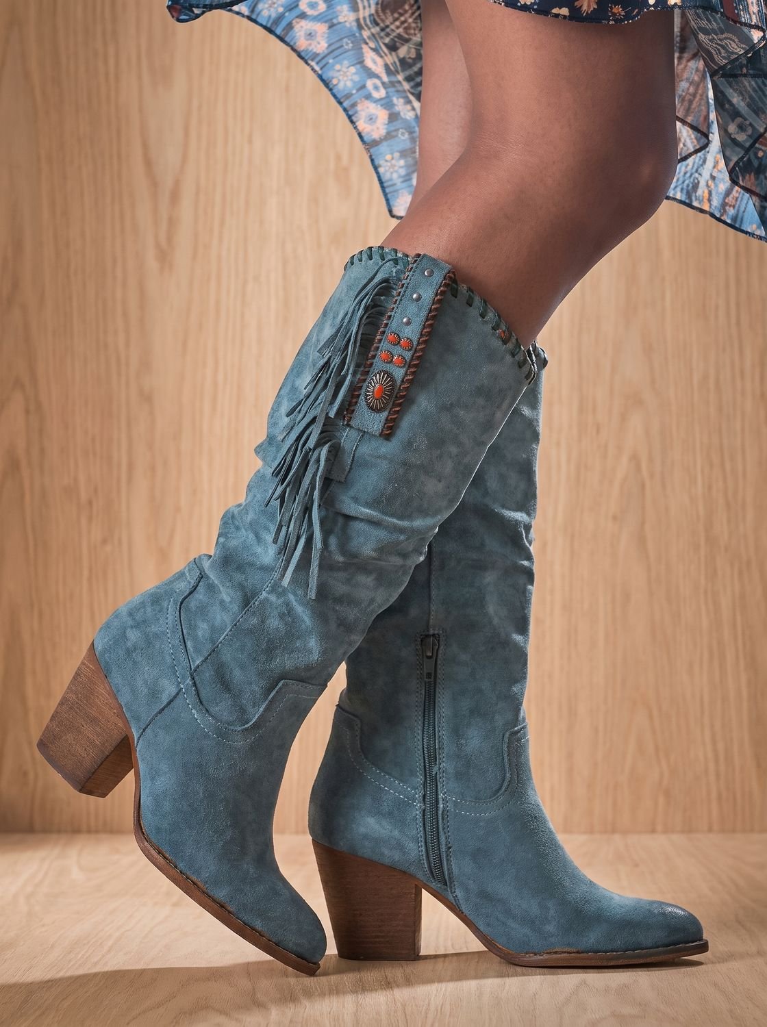 Women's Orthopedic Fringe Western Knee-High Boots