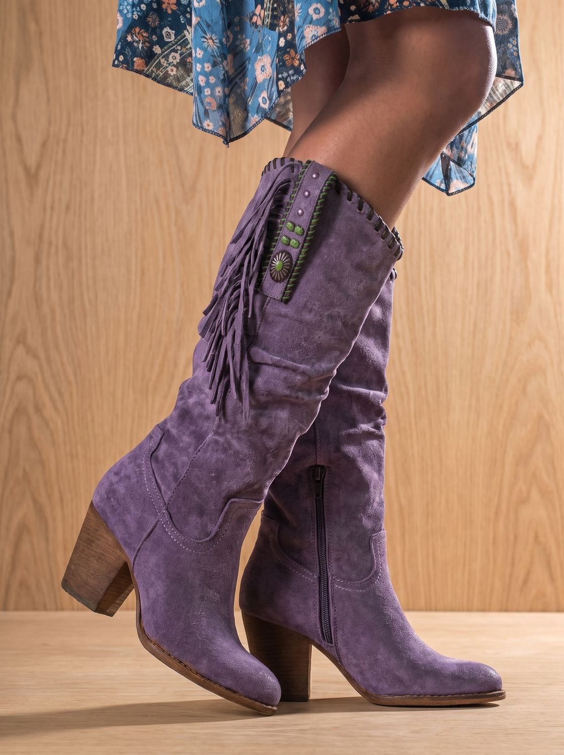 Women's Orthopedic Fringe Western Knee-High Boots