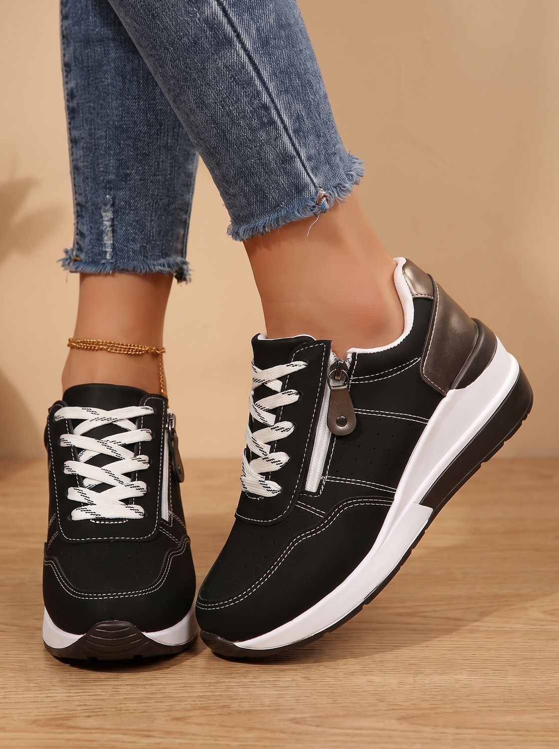 Women's Orthopedic Lace-Up Wedge Walking Sneakers
