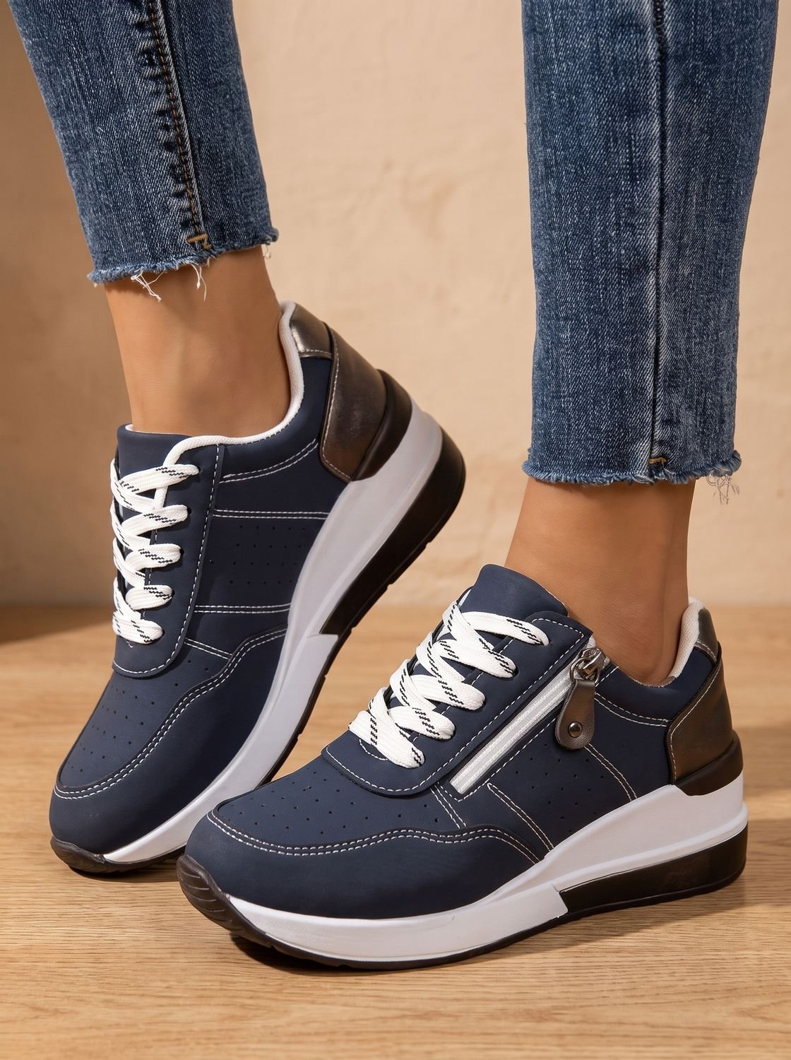 Women's Orthopedic Lace-Up Wedge Walking Sneakers