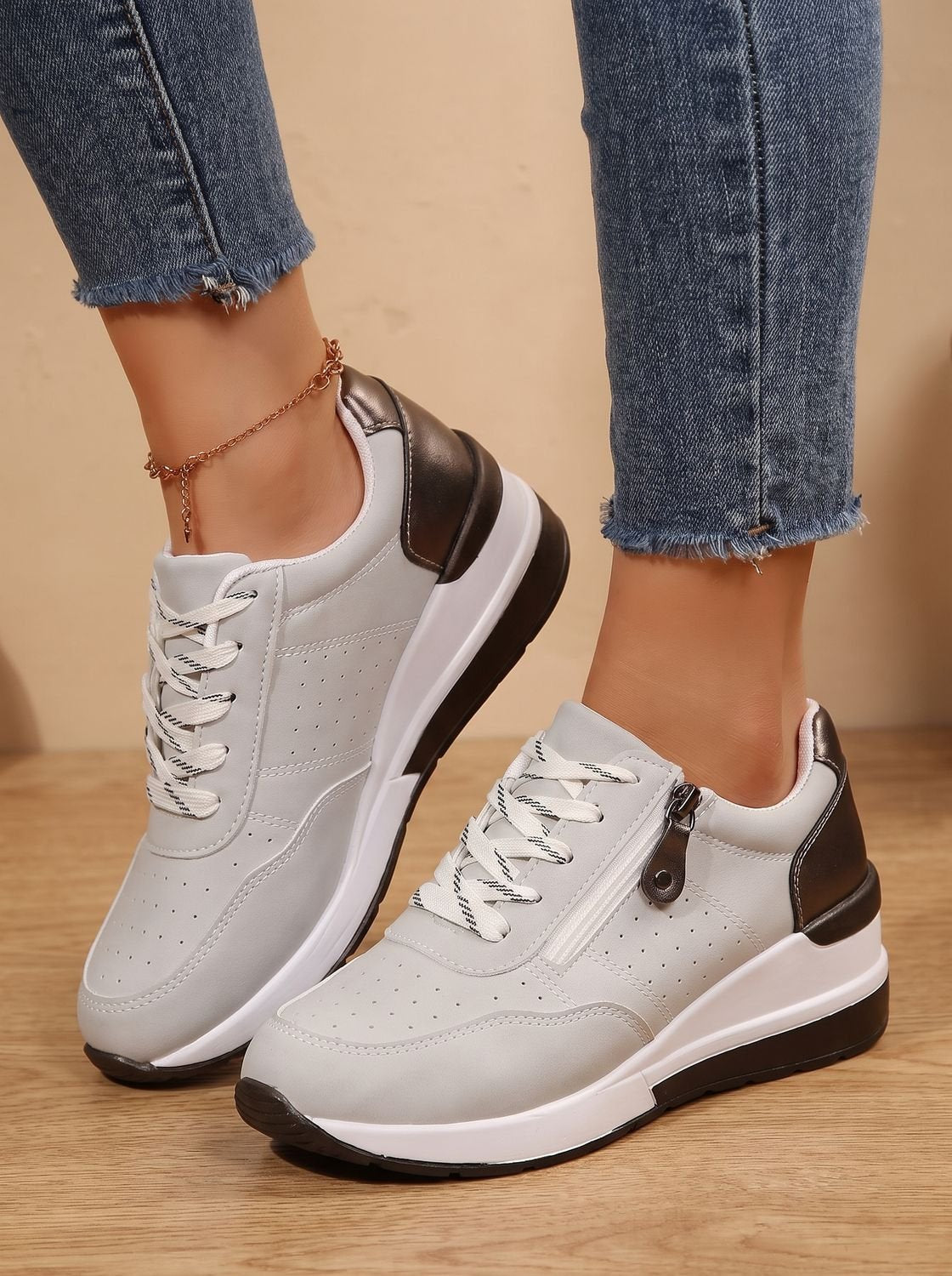 Women's Orthopedic Lace-Up Wedge Walking Sneakers