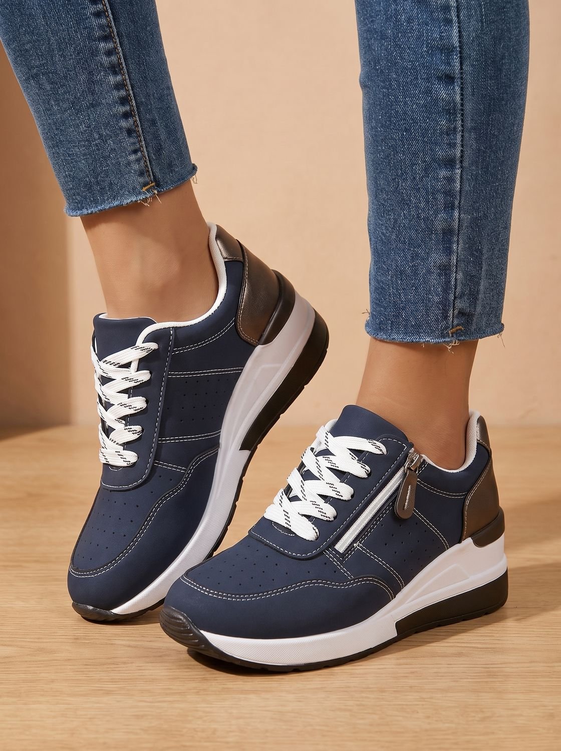 Women's Orthopedic Lace-Up Wedge Walking Sneakers
