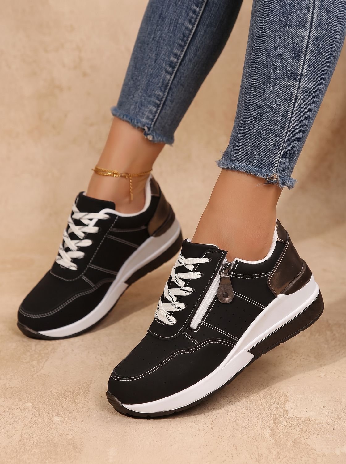 Women's Orthopedic Lace-Up Wedge Walking Sneakers