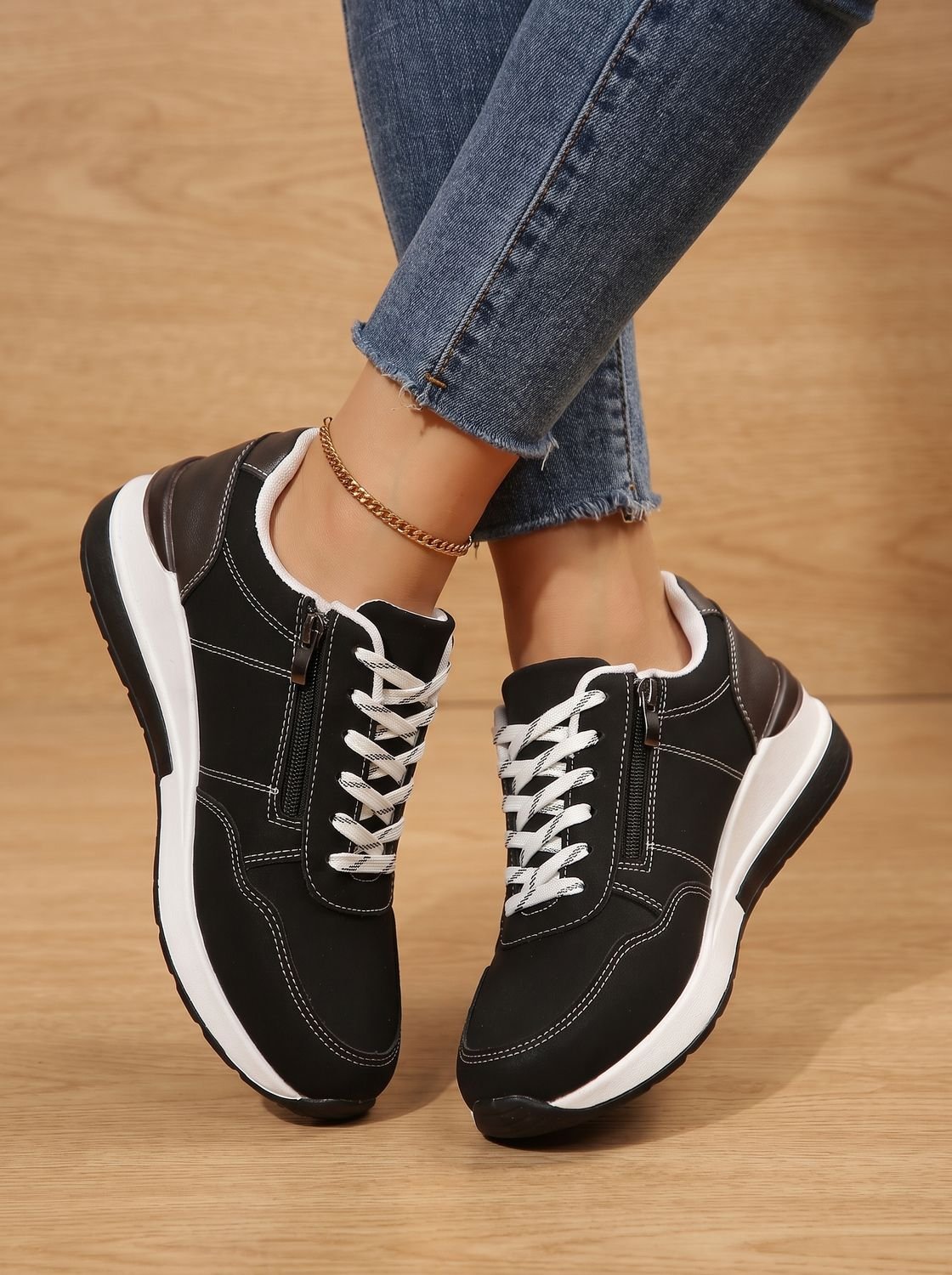 Women's Orthopedic Lace-Up Wedge Walking Sneakers