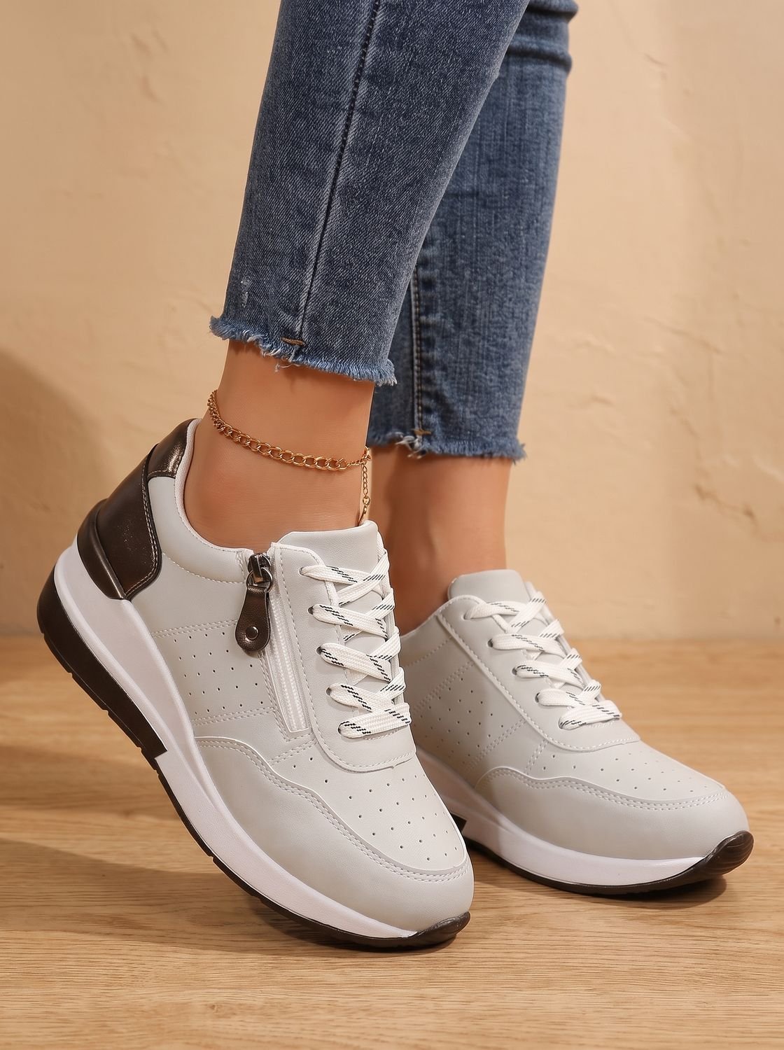 Women's Orthopedic Lace-Up Wedge Walking Sneakers