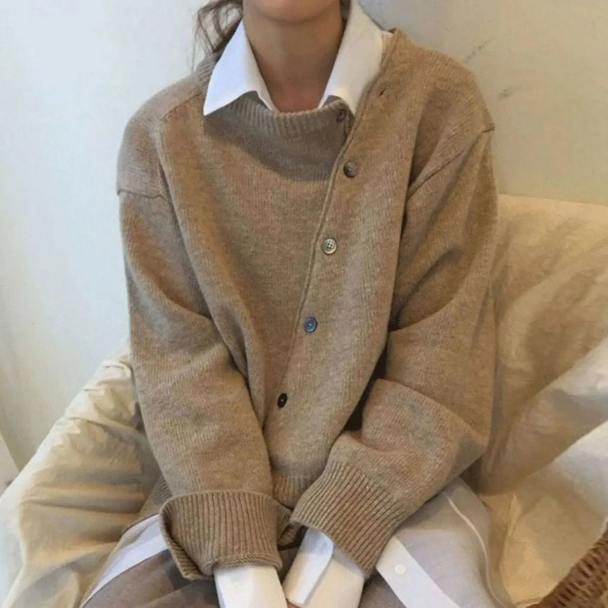 Women's Oversized Chunky Knit Button-Front Ribbed Cardigan