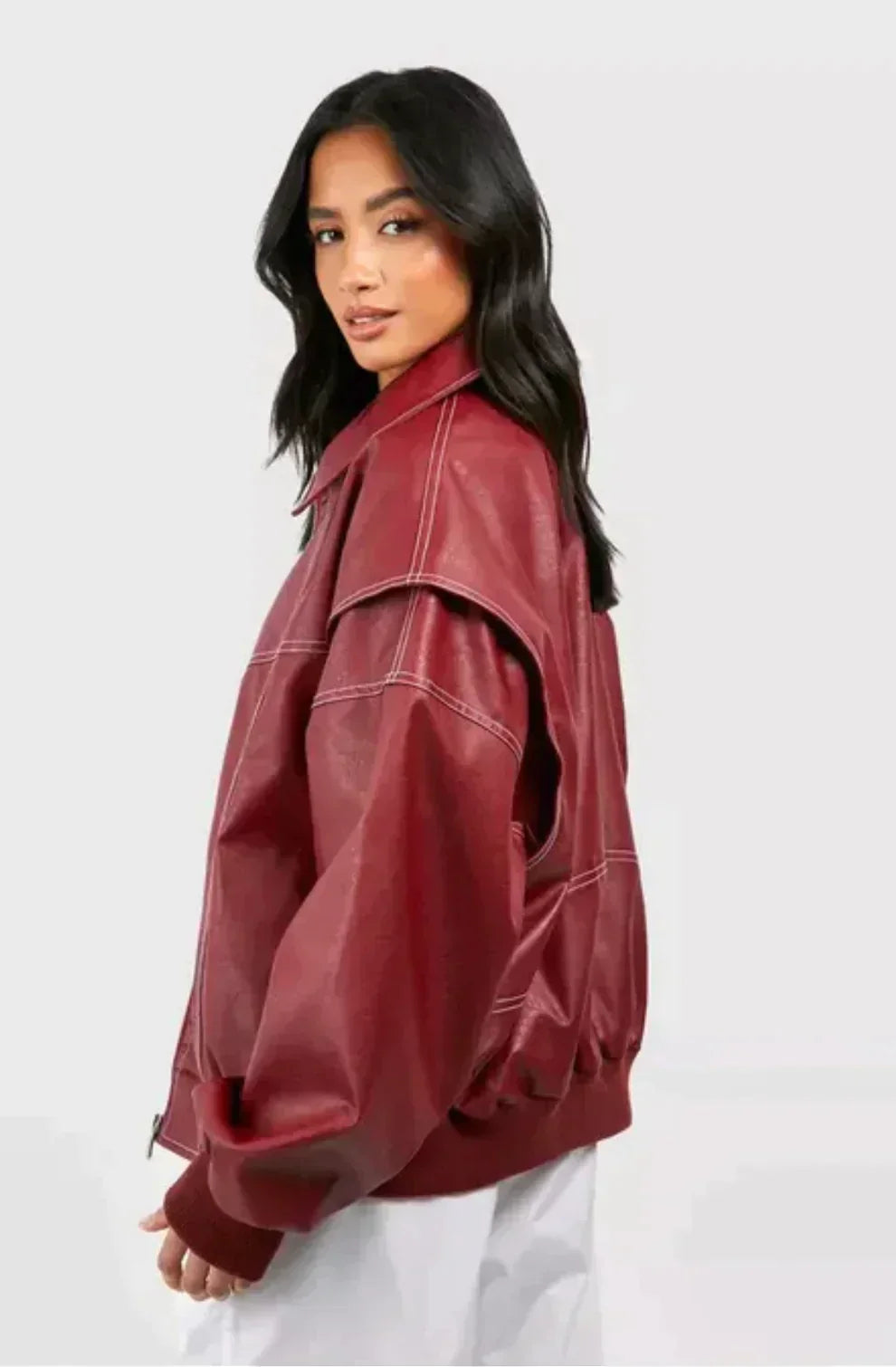Women's Oversized Faux Leather Jacket