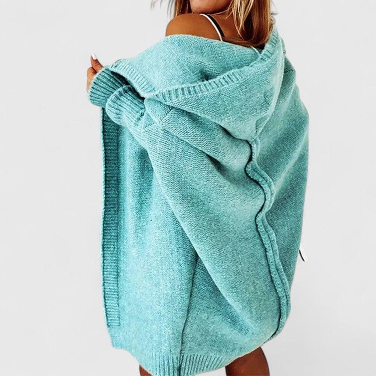 Women's Oversized Hooded Open-Front Knit Cardigan