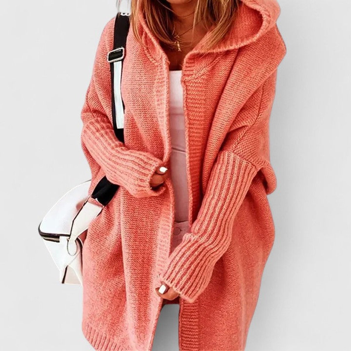 Women's Oversized Hooded Open-Front Knit Cardigan