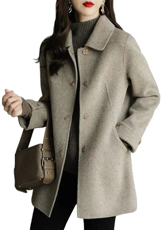 Women's Oversized Long Buttoned Wool Coat