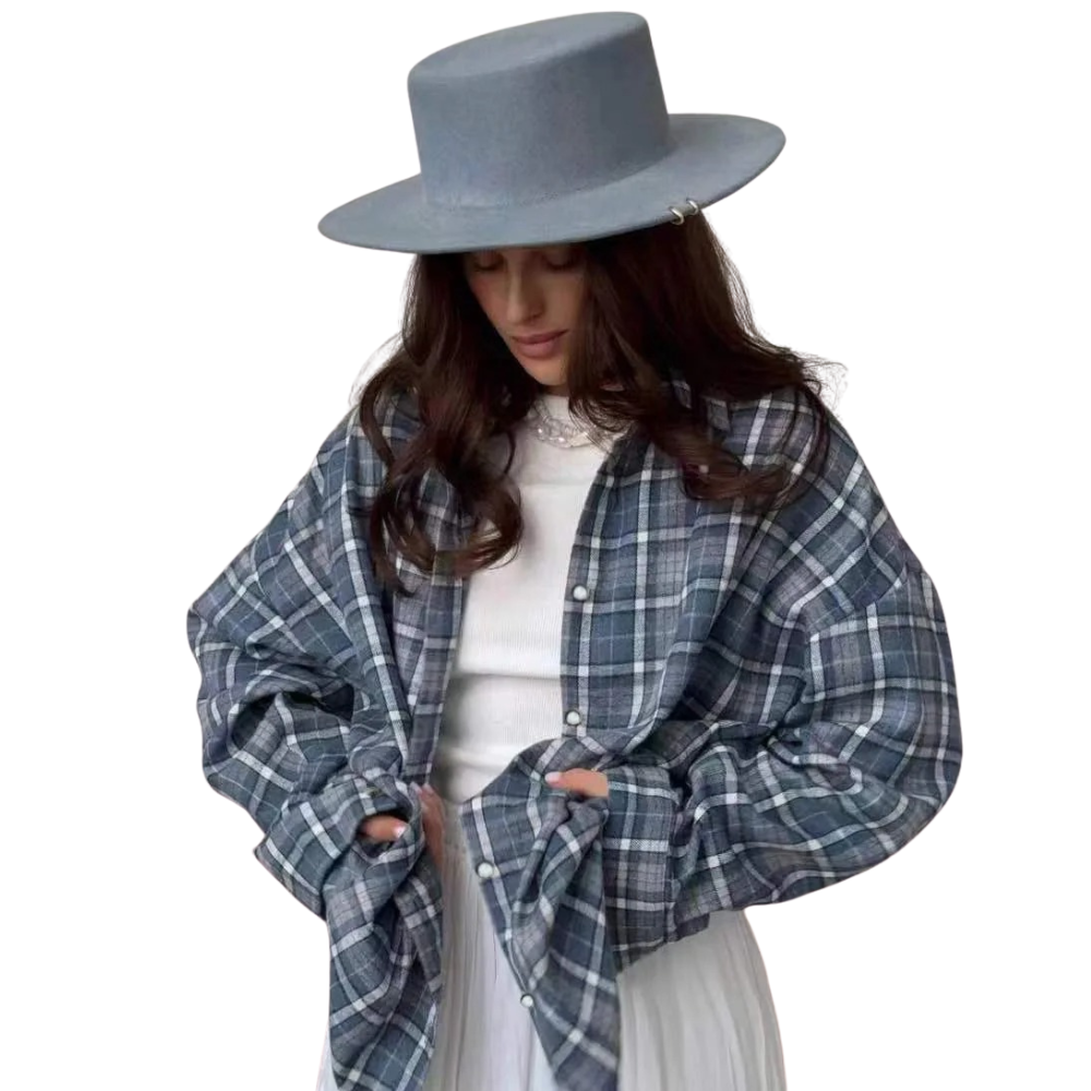 Women's Oversized Plaid Shirt – Long-Sleeved for Comfort
