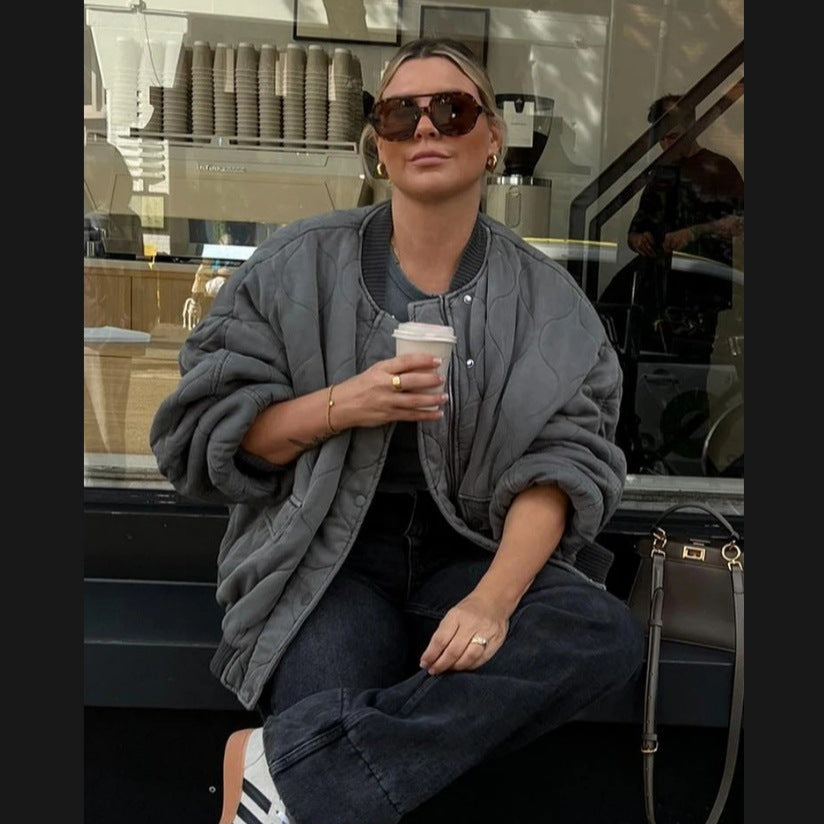 Women's Oversized Quilted Bomber Jacket