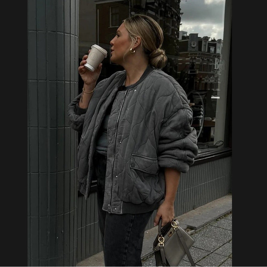 Women's Oversized Quilted Bomber Jacket