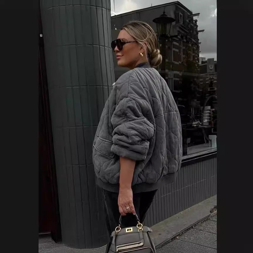 Women's Oversized Quilted Bomber Jacket