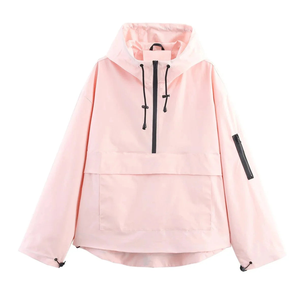 Women's Padded Hooded Half-Zip Anorak Jacket